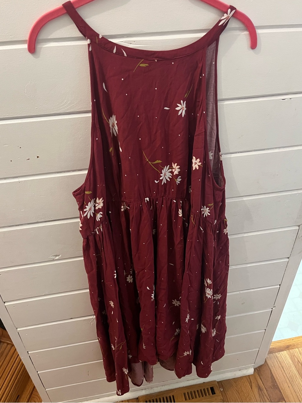 Torrid Plus Size 2X Merlot Floral High Neck Hi Lo Challis Dress Keyhole Back
